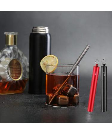 2 Pack Reusable Metal Straws Collapsible Stainless Steel Drinking Straw Travel Portable Telescopic Straw with Case 2 Cleaning Brushes Included Black/Rose Gold Black-Rose Gold - Buy Online on SooperMarket.com