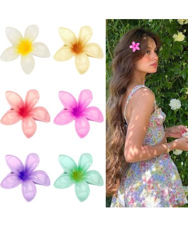 REYIN-CHHN Small Flower Hair Clips for Girls 1.8 inch Hawaiian Plumeria Flower Hair Clips For Women Frangipani Flower Clips Cute Hair Accessories Luau Tropical Party Decoration