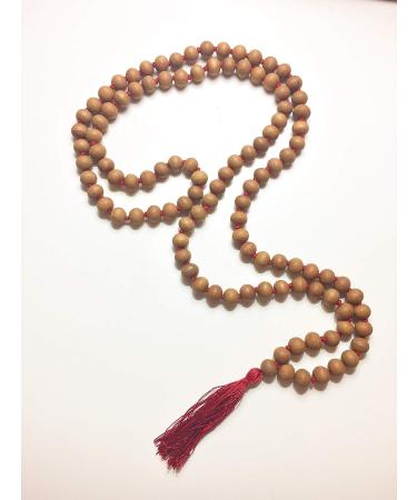 CMEI Sandalwood 108+1 8mm Tibetan Mala Necklace with Red Tassel for Meditation and Yoga - Buy Online on SooperMarket.com