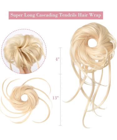 REECHO Super Long Tousled Updo Hair Bun Extension - Beige Blonde | Curly Wavy Hair Wrap Ponytail Scrunchie for Women Girls - Buy Online on SooperMarket.com