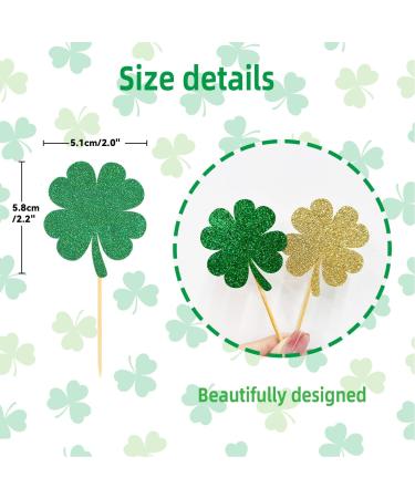 24 Pcs St Patrick's Day Cupcake Toppers Four Leaf Clover Leprechaun Hat Horseshoe Shamrock Cupcake Toppers for St Patrick's Day Party Decorations (Trefoil A) - Buy Online on SooperMarket.com