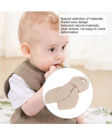 Soft Baby Teething Wooden Ring | Handgrip Training Teether Toys for Babies - Khaki | International Shipping Available - Buy Online on SooperMarket.com
