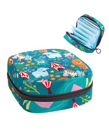 Animal Pattern Sanitary Napkin Storage Bag Feminine Menstrual Cup Pouches Nursing Pad Holder Tampon Bags Portable Period Bag for Women Teen Girls 1Pcs Multi-colored 1