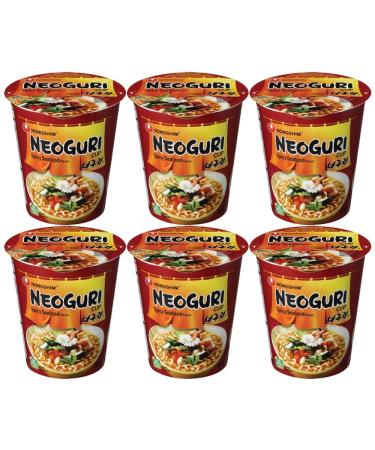 CNMART Nongshim Neoguri Hot Spicy Seafood Flavour Instant Noodle Cup 62g (Pack of 6)
