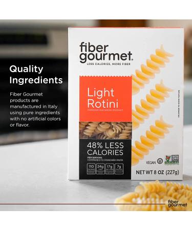 Fiber Gourmet Light Rotini Pasta - Low Calorie & Fiber-Rich - Made in Italy - Non-GMO, Kosher, Vegan - 8 Oz (Pack of 2) - Buy Online on SooperMarket.com