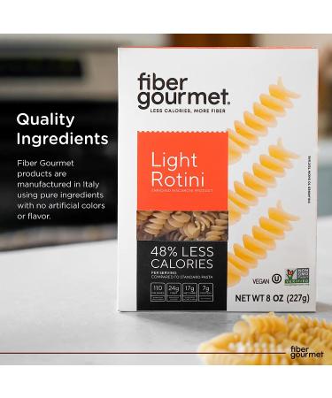 Fiber Gourmet Light Rotini Pasta - 8 Oz (Pack of 6) | Fiber-Rich, Low Calorie, Healthy, Kosher, Vegan Certified, Non-GMO | Made in USA - Buy Online on SooperMarket.com