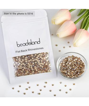 Beadsland 1440 Flat Back Rhinestones - Golden Champagne SS16 (3.8-4.0mm) Nail Crystals for Stunning Nail Art - Buy Online on SooperMarket.com