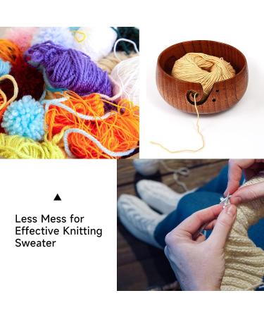 Handmade Wooden Yarn Bowl 6x3 - Knitting and Crochet Supplies - Yarn Storage Holder with Holes - Buy Online on SooperMarket.com