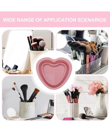 Veeteah Silicone Makeup Brush Cleaner Bowl - Heart Shape Silicone Make up Brush Cleaner - Portable Washing Tool for Brushes Sponges Brush Cleaning Pad pink - Buy Online on SooperMarket.com