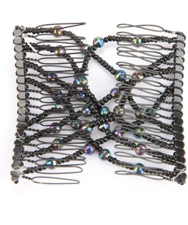BORDSTRACT Magic Hair Comb Elastic Beaded Double Comb Hair Clip for Long Lasting Updo Popular Hairstyles (Black) Random - Buy Online on SooperMarket.com