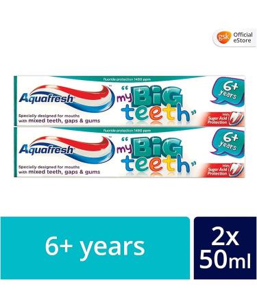2X Aquafresh Big Teeth Toothpaste 6+ Years 50ml - Pack of 2 | Kids Dental Care - Buy Online on SooperMarket.com