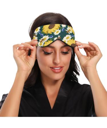 Haskirky Light Blocking Eye Mask for Adults - Adjustable, Breathable, Perfect for Travel, Yoga, and Deep Sleep - Sunflower Animals Design - Buy Online on SooperMarket.com