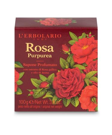 LErbolario Purple Rose Perfumed Soap - 3.5 oz Moisturizing Bar with Gallic Rose & Oat Oil - Cruelty-Free International Shipping - Buy Online on SooperMarket.com