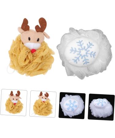 2pcs Bath Ball Shower Puff & Loofah Set | Holiday Bath Scrubber & Back Scrubber | Premium Shower Sponge Pouf - Buy Online on SooperMarket.com