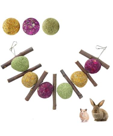 GNCLOUD Rabbit Toys Rabbit Toys Boredom Breaker Rabbit Treats Apple Stick Rose and Grass ball Rabbit Hanging Toys Hamster Chinchilla Guinea Pig Gerbil Chewing Molar Toy hanging toys 1pc