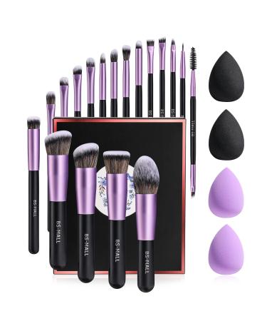 BS-MALL Makeup Brushes Premium Synthetic Foundation Powder Concealers Eye Shadows Makeup 18 Pcs Brush Set with 4 Pcs Makeup sponge Set