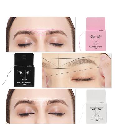 ATOMUS Eyebrow Mapping String 3 Pack - Pre-Inked 10m - Microblading String in Black, White, Pink - Brow Marking Tool for Perfect Eyebrow Makeup - Buy Online on SooperMarket.com