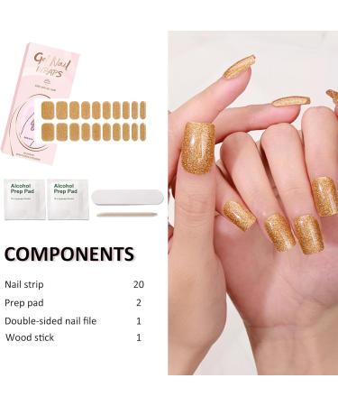 Semi Cured Gel Nail Strips Gel Nail Stickers - 20 Pcs Nail Stickers for Nail Art - Soft Self-Adhesive Gel Nail Wraps Easy Apply & Remove for Salon-Quality Manicure Kit (UV/LED Lamp Required)(BSS-0340) - Buy Online on SooperMarket.com