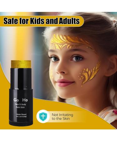 Go Ho Metallic Gold Face Paint Stick - 1.06 Oz, Washable & Non-toxic Cream Body Paint for Adults/Children, Theater, Halloween, SFX, Cosplay - Pearl Gold Finish - Buy Online on SooperMarket.com