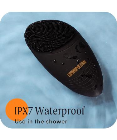 Silicone Face Scrubber Electric Facial Cleansing Brush - Rechargeable, Waterproof, Exfoliating - Black & Gold - Buy Online on SooperMarket.com