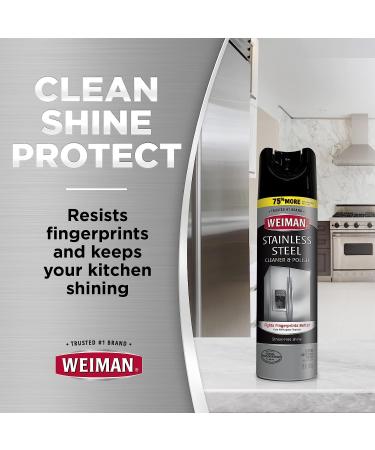 Weiman Stainless Steel Cleaner & Polish - 2 Pack Aerosol Spray with Microfiber Cloth - Streak-Free Shine for Refrigerator, Oven, Dishwasher, Stove - Protects from Fingerprints - Buy Online on SooperMarket.com