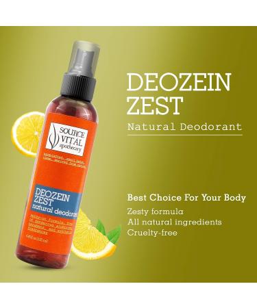 Deozein Zest Natural Spray Deodorant | Paraben and Baking Soda Free | Non-Toxic Odor Control for Men, Women, Teens | 4.46 Fl Oz - Buy Online on SooperMarket.com