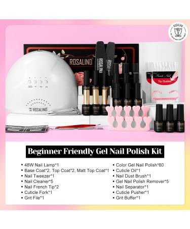 ROSALIND Gel Nail Polish Kit - 48W UV Light 60 Colors Base & Top Coats - DIY Nail Art Starter Set for Christmas - Buy Online on SooperMarket.com