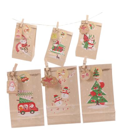 HOLIDYOYO 1 Set Xmas Advent Calendar Bags Xmas Candy Pouch Santa Bags Holiday Party Favor Rope As Shown 18.00X9.00X1.00CM