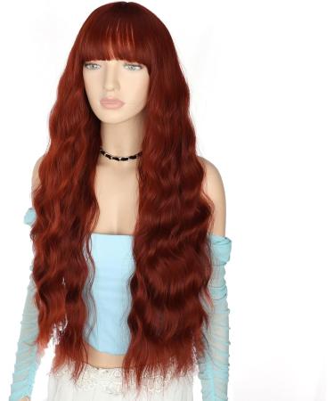 YEESHEDO Long Auburn Red Wigs for Women - 28 Natural Curly Wavy Synthetic Hair with Fringe for Daily Wear or Halloween Cosplay - Buy Online on SooperMarket.com
