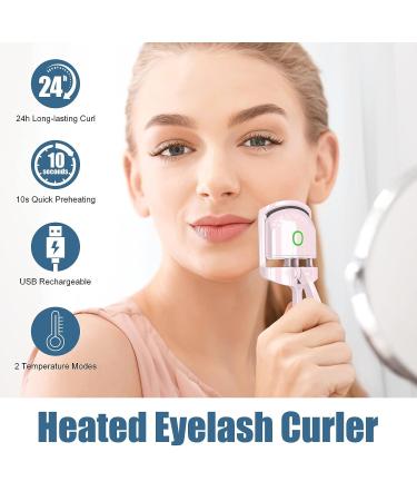 Heated USB Rechargeable Electric Eyelash Curler - Quick Pre-Heat Technology for Natural and Long Lasting Curl - Pink - Buy Online on SooperMarket.com
