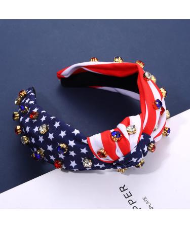 Patriotic Rhinestone Cross Headband - 4th of July Crystal Twist Hair Accessory - Buy Online on SooperMarket.com