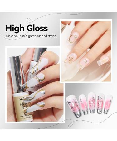 MIZHSE Gold & Silver Metallic Gel Nail Art - 3D Mirror Paint for Stunning French Designs | 7ML Soak Off Manicure Set - Buy Online on SooperMarket.com
