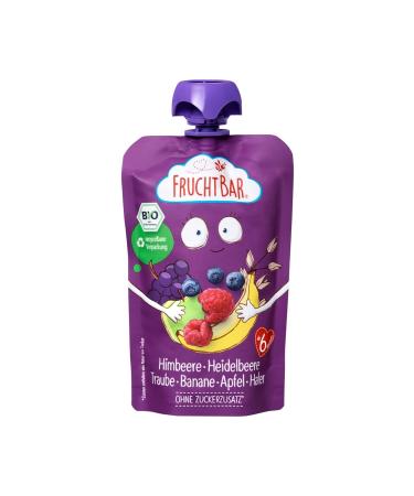 Buy Fertile Organic Fruit Puree for Babies - Raspberry Blueberry Grape Banana Apple & Oats - 8x100g Squeeze Bags - Ideal for 6 Months+ - Buy Online on SooperMarket.com