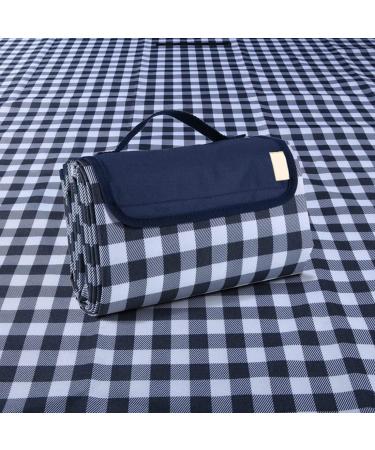 RUIBOLU Large Beach Blanket - Sandproof, Waterproof & Quick Drying Picnic Mat for Travel, Camping & Outdoor Activities - Dark Blue Plaids - Buy Online on SooperMarket.com