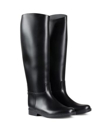 HORZE Chester Kids Sturdy Rubber Equestrian Horse Riding Tall Dress Boots Black 1.5 Big Kid