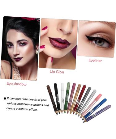 Mikinona 12pcs Pearlescent Eyeshadow Pencil Waterproof Eyeliner Pen Gel Eyeliner Lasting Powder Girl Sequins - Buy Online on SooperMarket.com