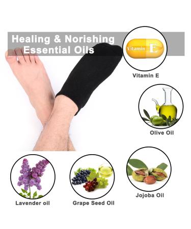 Matengf Moisturizing Gel Spa Socks - 2 Pairs for Men's Cracked Dry Skin Repair | Large Size UK 9-14 | Black - Buy Online on SooperMarket.com