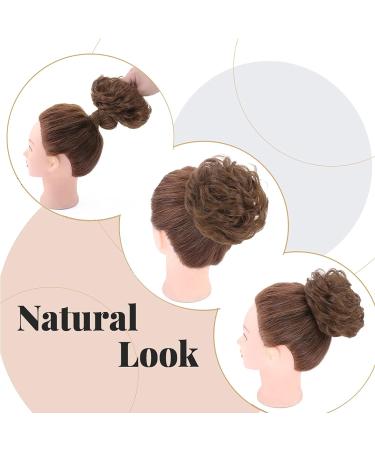 Thick Messy Curly Hair Bun Extension Scrunchie - Synthetic Updo Hairpiece for Women/Girls, Light Brown/Light Brown - 45g - Buy Online on SooperMarket.com
