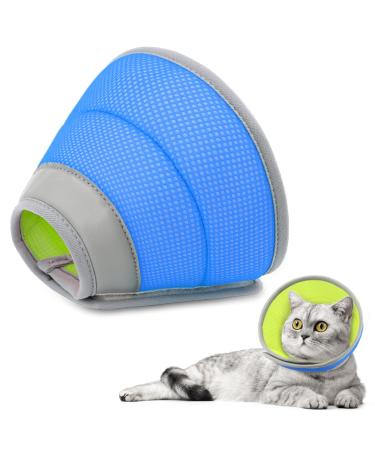 Supet Cat Cone Collar Soft to Stop Licking After Surgery Cat Recovery Collar for Small Large Cats Adjustable Elizabethan Collar for Cats Kittens L (neck circumference: 22.8-29.2cm) Blue