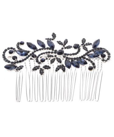 Wedding Hair Comb Blue Rhinestone Hair Comb Hairpin Bridal Vintage Crystal Overtone Bridal Hair Accessories for Bride Bridesmaid
