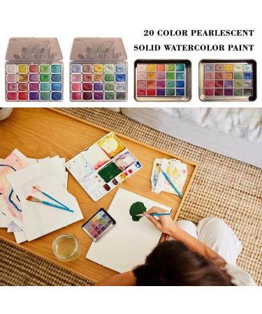 OCKULT 20 Colors Watercolor Painting Set DIY Clay Coloring Nail Art Dripping Glue Glitter Watercolour Solid Paint Box Portable Travel Water Color Paints Set Paint Kit for Artists and Painting Lovers B color one size - Buy Online on SooperMarket.com