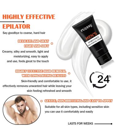 Intimate Hair Removal Cream for Men | Easy Application & Durable Formula | Flawless Depilatory Cream for All Skin Types - Black Box - Buy Online on SooperMarket.com