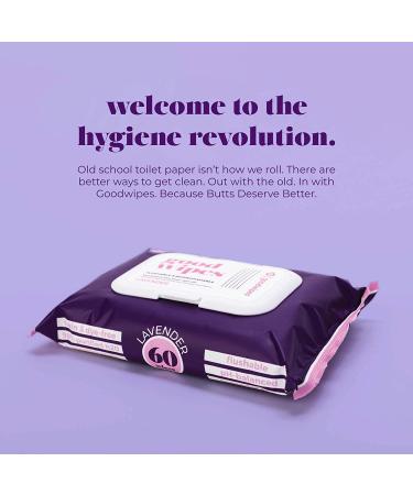 Goodwipes Lavender Scented Flushable Butt Wipes - Biodegradable with Botanicals - Aloe, Septic Safe, 180 Count (3 Packs of 60) - Buy Online on SooperMarket.com