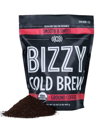 Bizzy Organic Cold Brew Coffee | Smooth & Sweet Blend | Coarse Ground Coffee | Micro Sifted | Specialty Grade | 100% Arabica | 2 LB Smooth & Sweet 2 Pound (Pack of 1)
