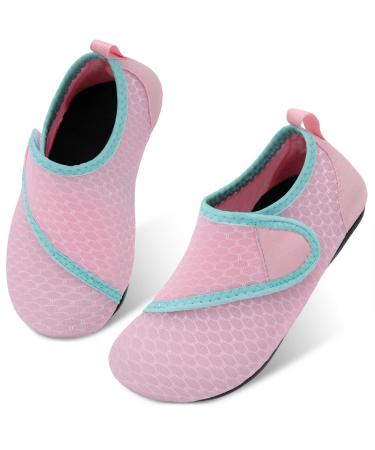 JIASUQI Kids Boys Girls Water Shoes Quick Dry Barefoot Aqua Socks for Beach Swimming Pool 10.5/11 UK Child Pink N