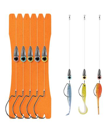 THKFISH Fishing Ready Texas Rigs for Bass Fishing Leaders with Weights Hooks Rigged Line Kit Pre Rigged Texas Rig 5PCS SINKER 1/4 oz 1/0# Hooks