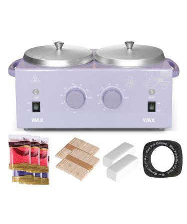WENMILY 2 * 500ML Double Wax Warmer Wax Warmer For Hair Removal Wax Warmer Kit wax kit for hair removal With 600g Wax beans Wax Sticks Wax Strips Paper WAX Warmer collares Double Pot Wax Warmer