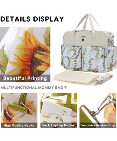 SONARIN Stylish Large Capacity Baby Nappy Changing Tote Bag with Changing Mat - Deer Design - Buy Online on SooperMarket.com