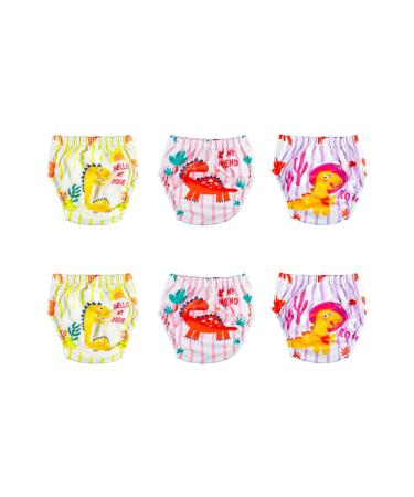 Ozyol Trainer trousers for droplet training 6 Pack - reusable learning diapers baby underwear to get clean toilet training 110 Saurier -M