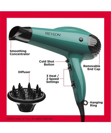 Revlon Volume Booster Hair Dryer 1875W - Green | Voluminous Lift and Body - Buy Online on SooperMarket.com